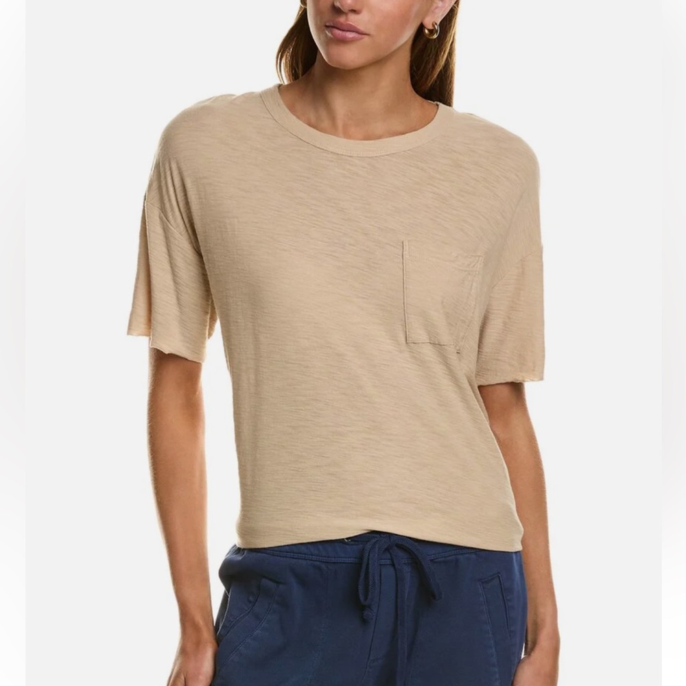 STANDARD JAMES PERSE (NWT) Unisex TAN T-Shirt With Front Pocket, Women’s Size 4.